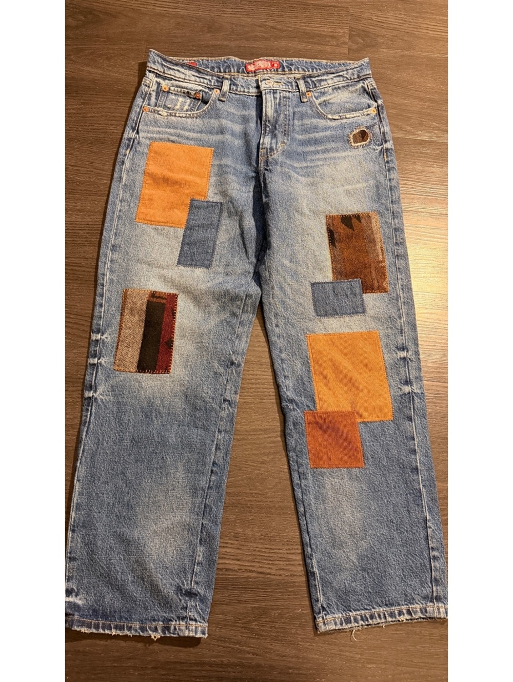 Lucky Brand Patchwork Boy Mid Rise Relaxed Straight Jeans